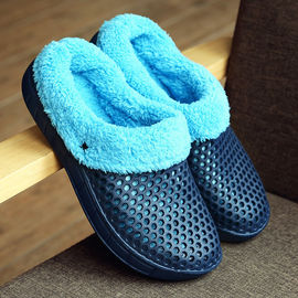 Unisex Plush Lining Winter Indoor Slippers , Women Mens Fleece Slippers